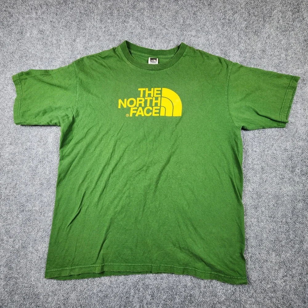 The North Face Mens Large Green Yellow Logo Graphic T-Shirt Short Sleeve Tee
